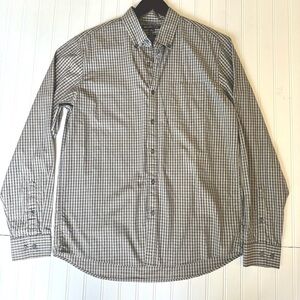 Michael Kors Men's Gray And Brown Checkered Button Down Shirt